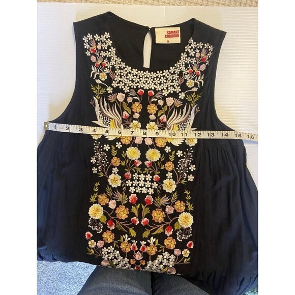 Anthropologie Samant Chauhan Floral Embroidered Tiered Maxi Dress Women's 0 (S) - Picture 13 of 15